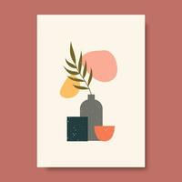 Posters with abstract concepts and pastel colors. Plant leaves, Great design for social media, postcards, prints, wall decoration. Vector illustration