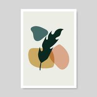 Wall decoration vector design. Art image of abstract shapes and plant leaves. Abstract Plant Art design for print, cover, wallpaper, Minimal and natural wall art. Vector illustration.