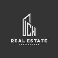 CW initial monogram logo for real estate with building style vector