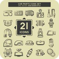 Icon Set Car Parts. related to Automotive symbol. hand drawn style. simple design editable. simple illustration vector