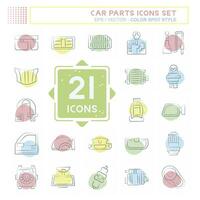 Icon Set Car Parts. related to Automotive symbol. Color Spot Style. simple design editable. simple illustration vector