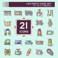 Icon Set Car Parts. related to Automotive symbol. MBE style. simple design editable. simple illustration vector