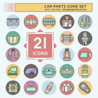 Icon Set Car Parts. related to Automotive symbol. color mate style. simple design editable. simple illustration vector