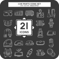 Icon Set Car Parts. related to Automotive symbol. chalk Style. simple design editable. simple illustration vector