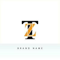 alfabeto letras zt o tz logo icono monograma vector