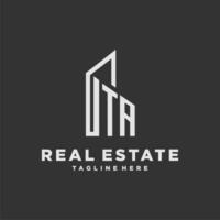 TA initial monogram logo for real estate with building style vector