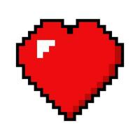 Heart red 8 bit icon. Digital heart love vector