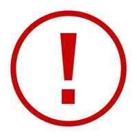 Exclamation mark. Red vector warn sign. Caution or attention icon.