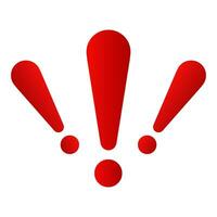 Exclamation mark. Red vector warn sign. Caution or attention icon.