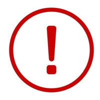 Exclamation mark. Red vector warn sign. Caution or attention icon.