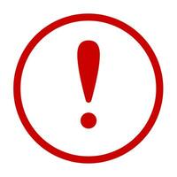 Exclamation mark. Red vector warn sign. Caution or attention icon.