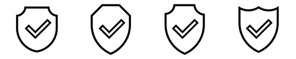 Shield tick secure line  icon .  Protection check mark  vector sign.