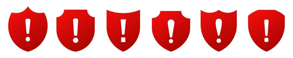 Icon shield alert exclamation mark vector. vector