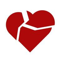 Broken heart icon. Red heart shape vector
