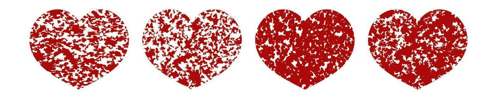 Grunge heart stamp red shape. Rubber  texture vector