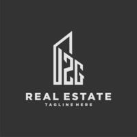 ZG initial monogram logo for real estate with building style vector