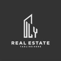 LY initial monogram logo for real estate with building style vector