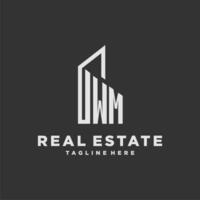 WM initial monogram logo for real estate with building style vector