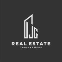 JG initial monogram logo for real estate with building style vector