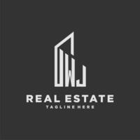 WJ initial monogram logo for real estate with building style vector