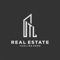TL initial monogram logo for real estate with building style vector