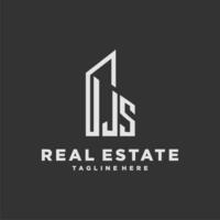 JS initial monogram logo for real estate with building style vector