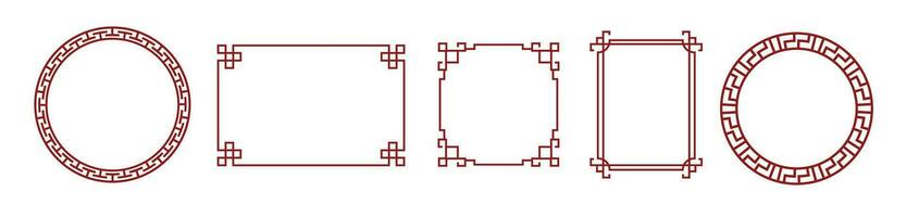 Chinese frame vector design. Circle and square  border.