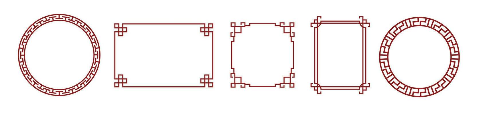 Chinese frame vector design. Circle and square  border.