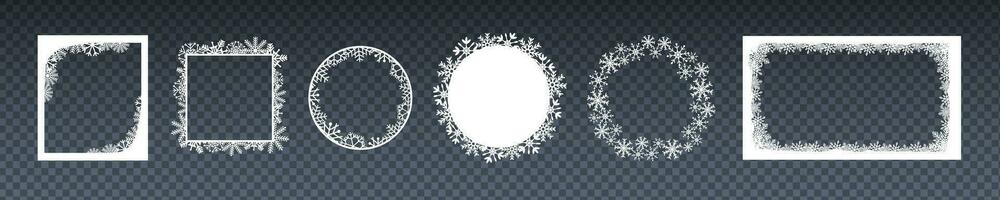 Snowflake photo frame vector design. Ice cartoon  border