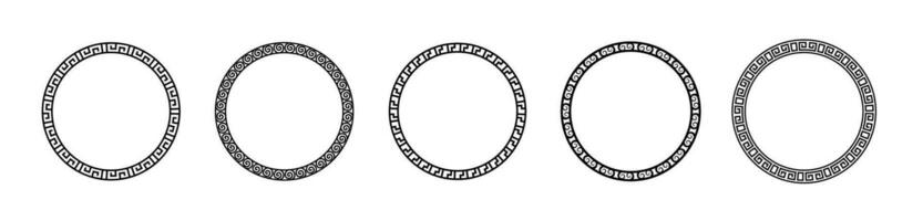 Greek circle frame vector design. Circle border rome