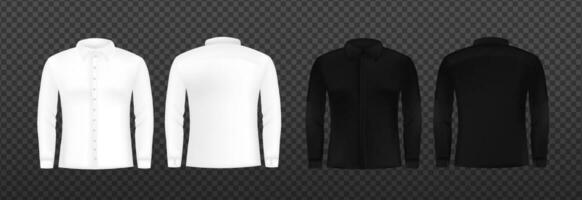 White and black shirt long sleeve template.  Shirt mockup blank vector