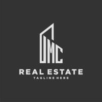 MC initial monogram logo for real estate with building style vector