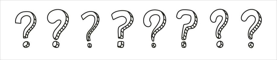 Hand drawn  question mark with 3d effect in pop art style. vector