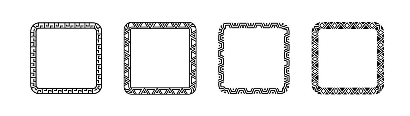 Africa tribal square frame vector design. Square border african ornament