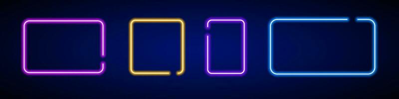 Neon glow frame  template. Neon  border led line vector