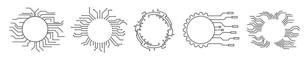 tecnología circular UPC chip marco. digital ai profundo aprendizaje futurista circulo borde. vector