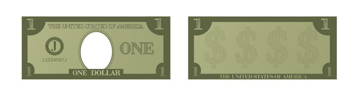 One dollar banknote template. US fake  cash note. vector