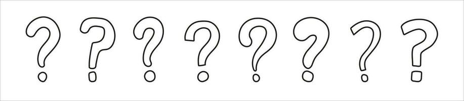 Line hand drawn sketch question sign. Question mark doodle vector