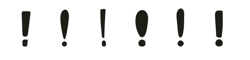 Hand drawn solid exclamation mark. Black silhouette exclamation mark vector