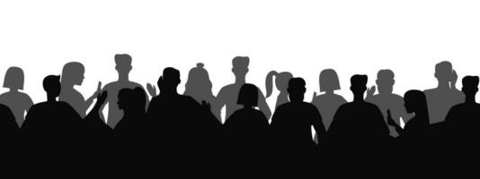 Crowd silhouette people  on the street. People crowd outdoor seamless vector