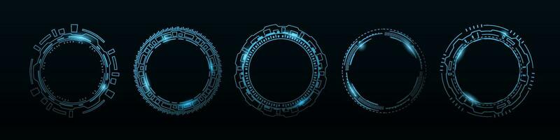 Tech blue cyber hud futuristic circle  frame. Future technology ai tech vector