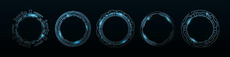 Tech blue cyber hud futuristic circle  frame. Future technology ai tech vector