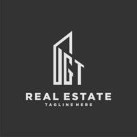 GT initial monogram logo for real estate with building style vector