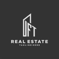 FT initial monogram logo for real estate with building style vector