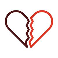 Broken Heart Vector Thick Line Two Color Icons For Personal And Commercial Use.