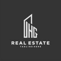 HG initial monogram logo for real estate with building style vector