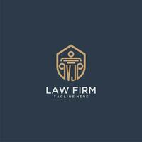VJ initial monogram for lawfirm logo ideas with creative polygon style design vector