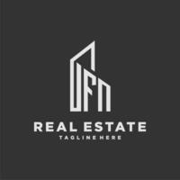 FN initial monogram logo for real estate with building style vector