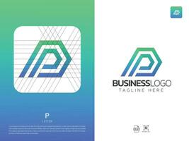 Letter P monogram initial logo, geometric, modern, gradient, grid logo vector