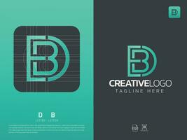 Letter DB monogram initial logo, geometric, modern, gradient, grid logo vector